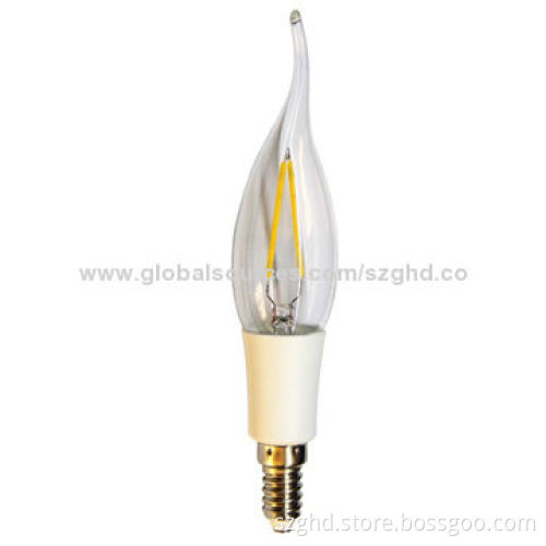 LED Candle Bulb, E14, 2W, Glass with 100-240V AC Voltage